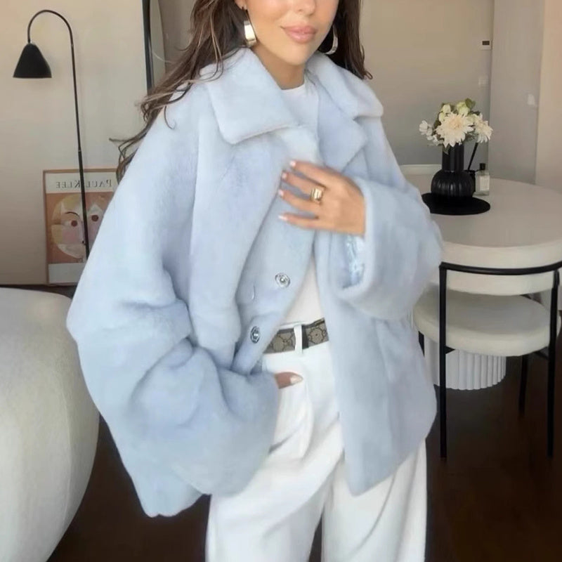 Manteau d'hiver tendance à revers amples