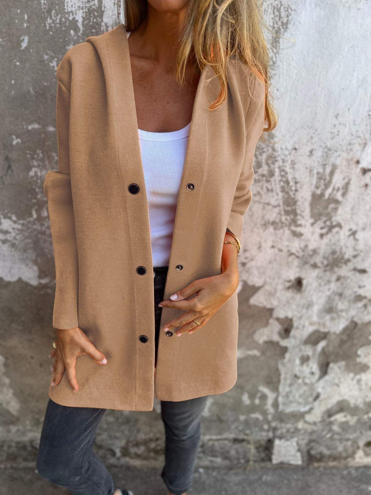 Gilet cardigan décontracté à capuche