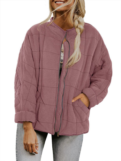 Manteau d'hiver zippé à col montant et poches