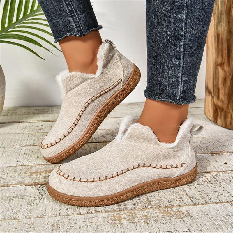 Bottines d'hiver plates en velours doublé