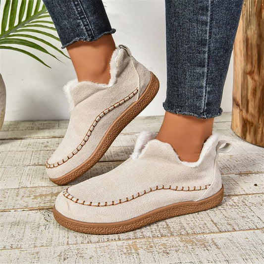 Bottines d'hiver plates en velours doublé
