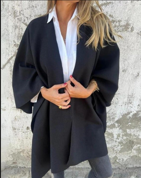 Manteau châle ample à col V