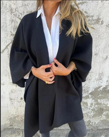 Manteau châle ample à col V