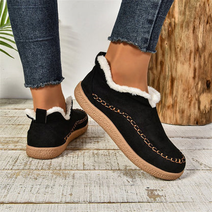 Bottines d'hiver plates en velours doublé