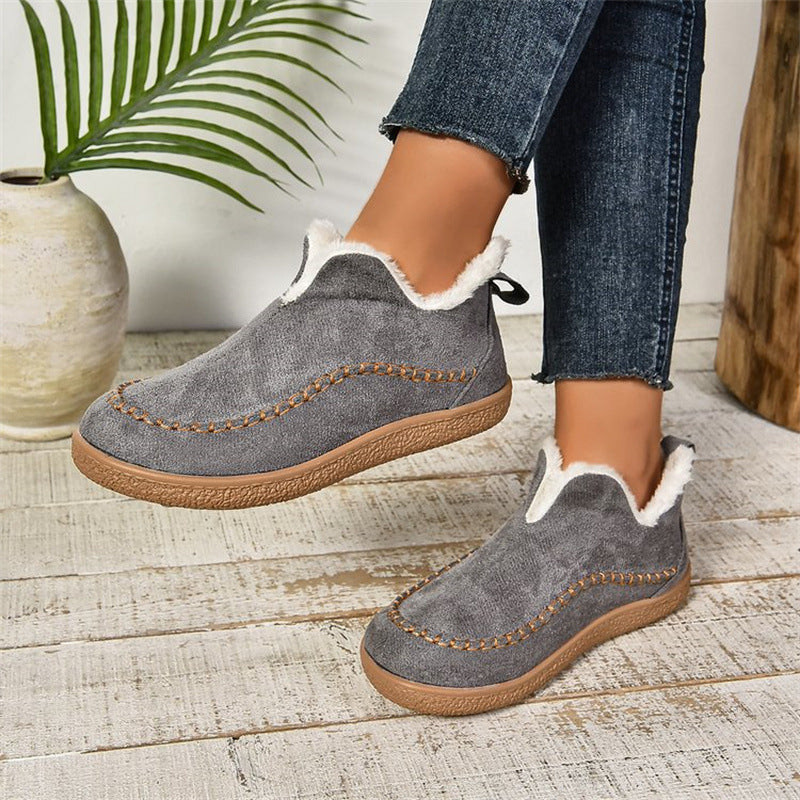 Bottines d'hiver plates en velours doublé