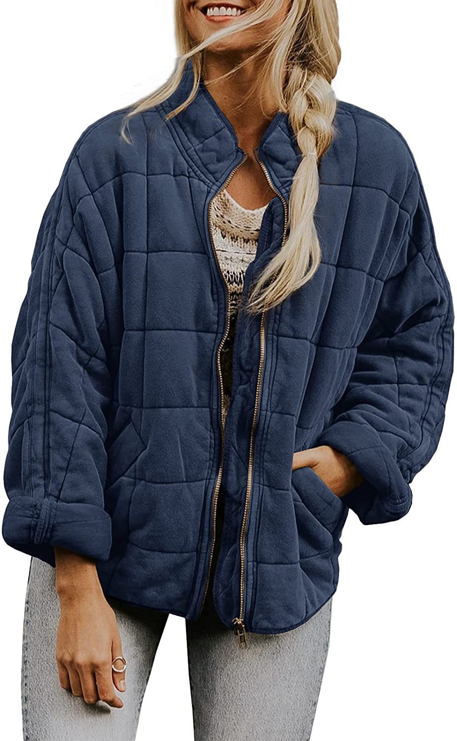 Manteau d'hiver zippé à col montant et poches