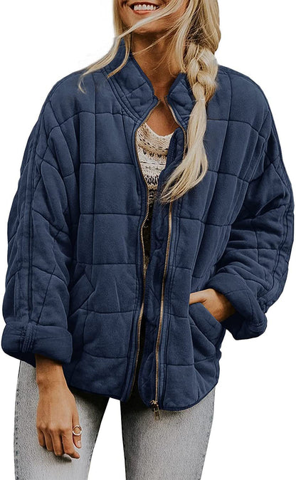 Manteau d'hiver zippé à col montant et poches