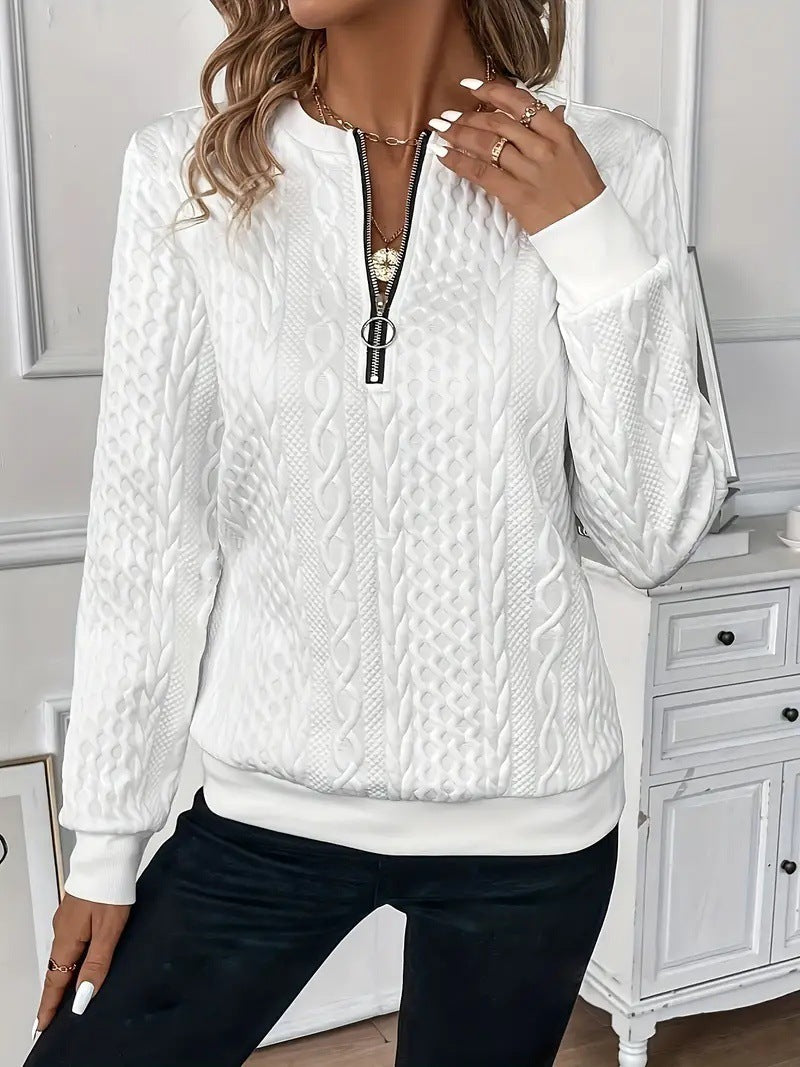 Pull Zippé Col Rond Manches Courtes