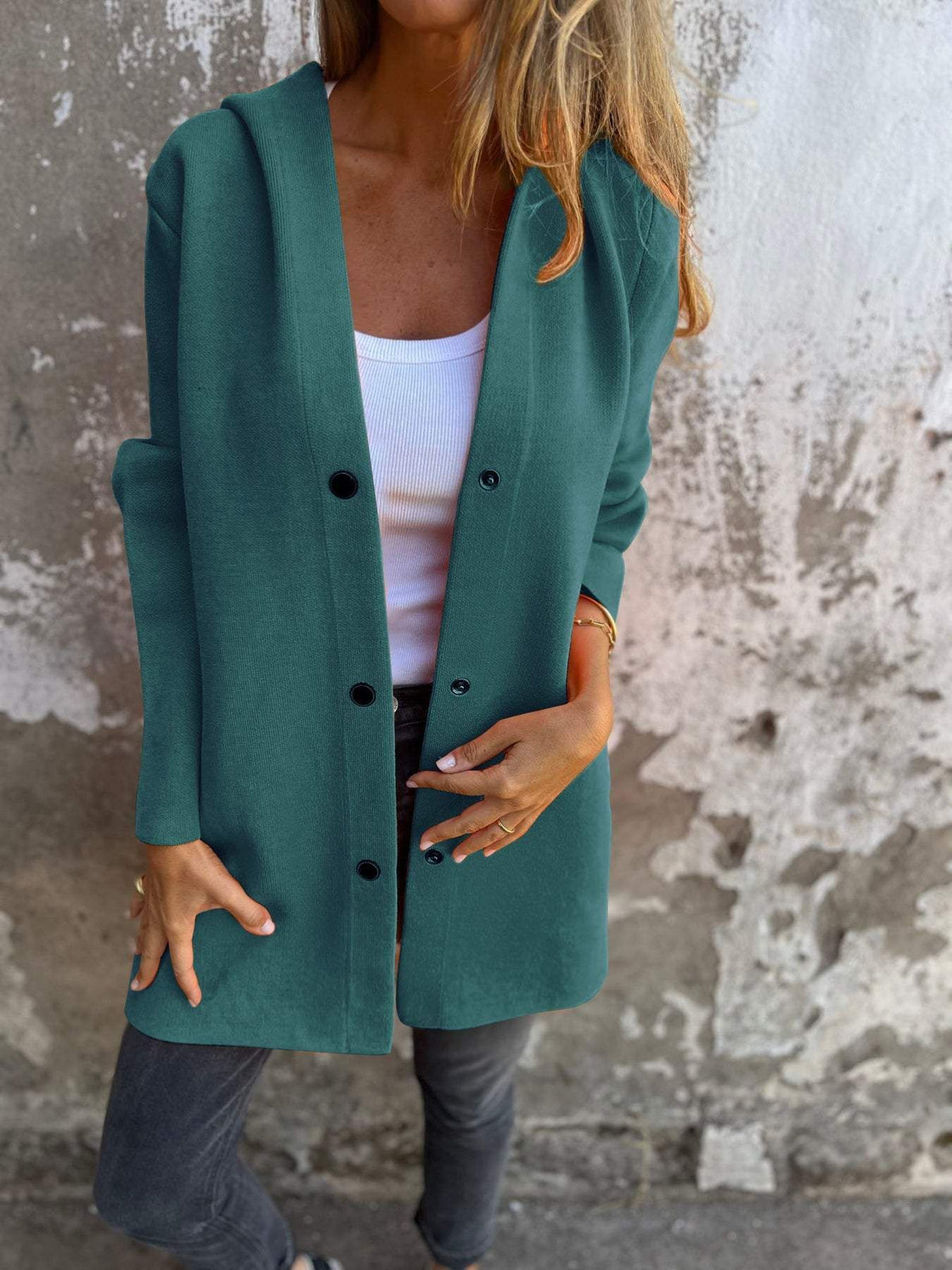 Gilet cardigan décontracté à capuche