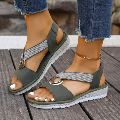 Sandale femme été 2026 semelle confort - bout ouvert boucle dorée plusieurs coloris