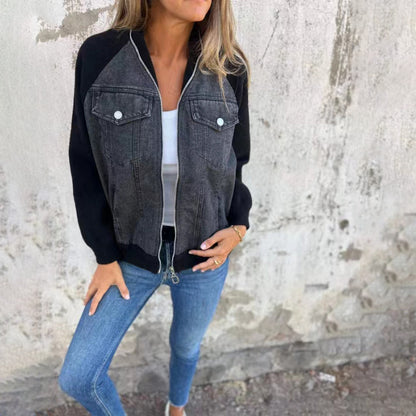 Veste en jean à coutures contrastées