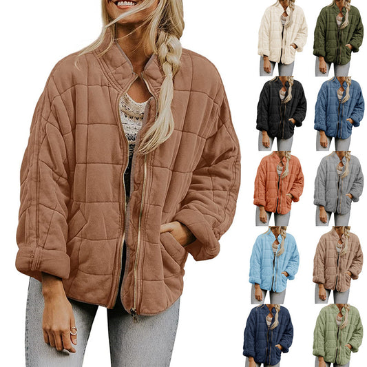 Manteau d'hiver zippé à col montant et poches