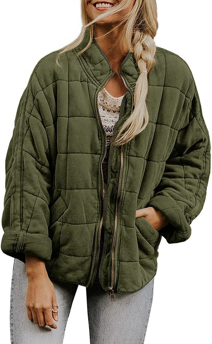 Manteau d'hiver zippé à col montant et poches