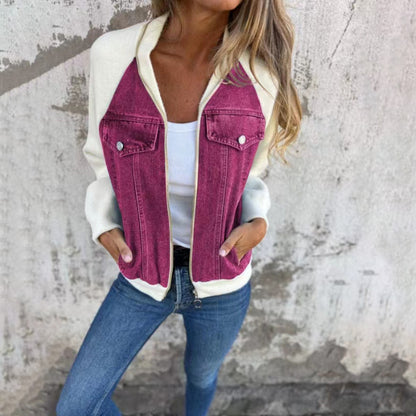 Veste en jean à coutures contrastées