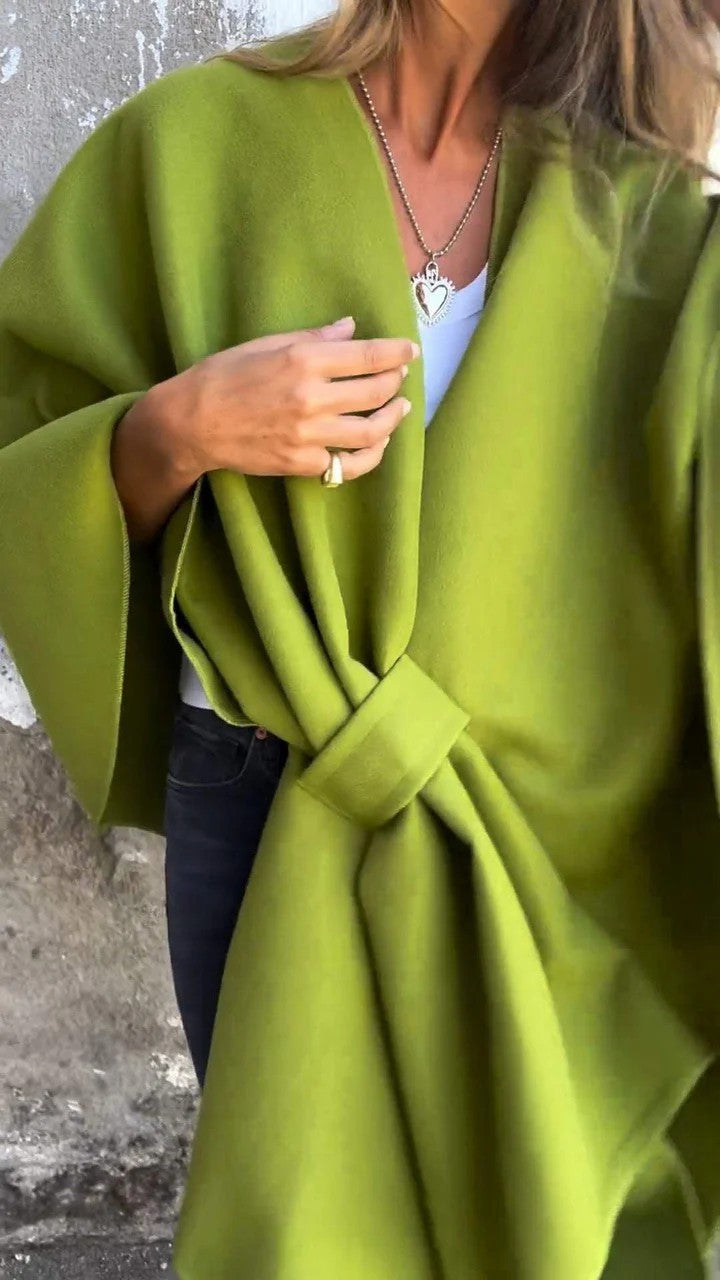 Manteau châle ample à col V