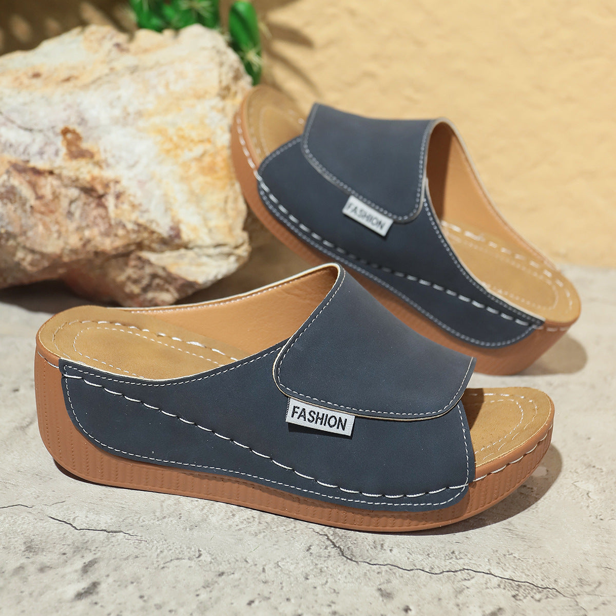 Semelle plateforme caramel mules compensées femme 