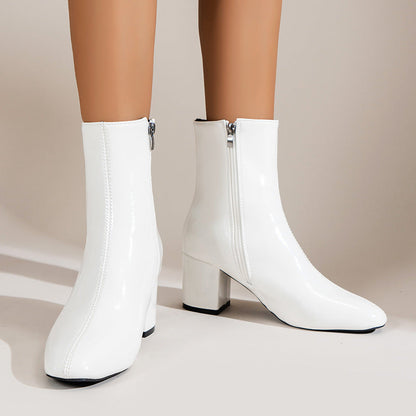 Bottes à talons épais bout pointu femme.