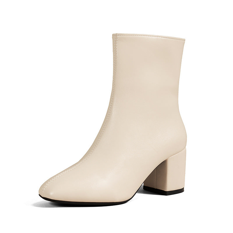 Bottes à talons épais bout pointu femme.