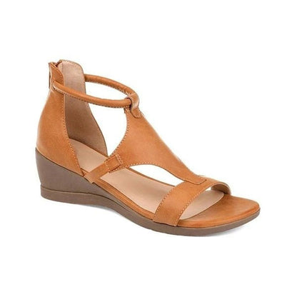 Sandales compensées d'été à talons hauts pour femmes.﻿