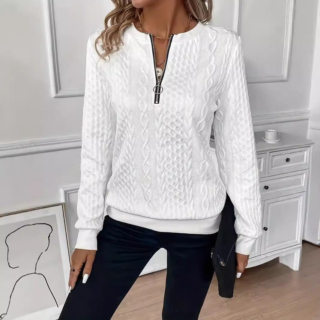 Pull Zippé Col Rond Manches Courtes.