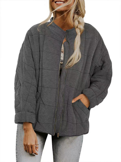 Manteau d'hiver zippé à col montant et poches