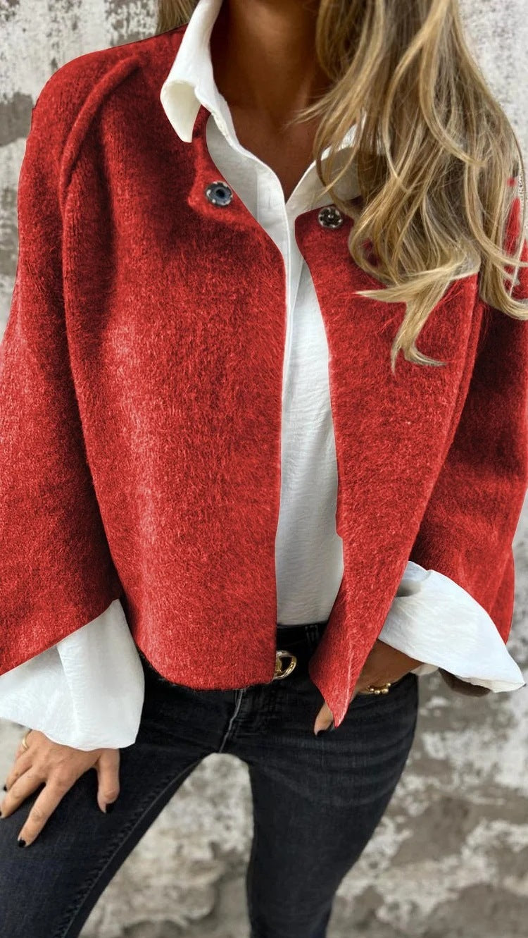 Gilet court à manches chauve-souris pour femme