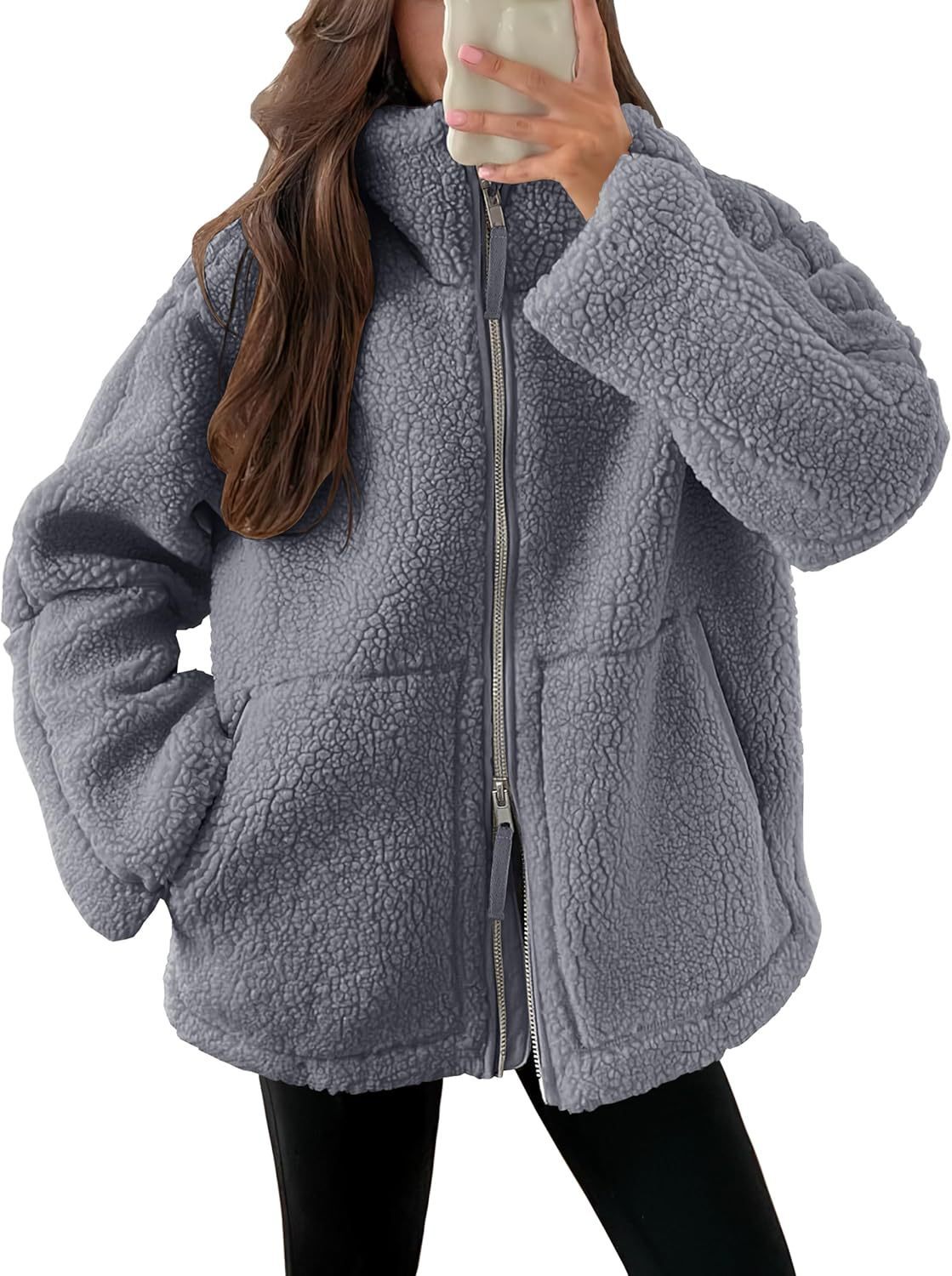 Manteau d'hiver à revers zippé avec poches