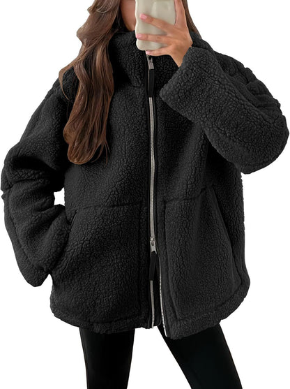 Manteau d'hiver à revers zippé avec poches
