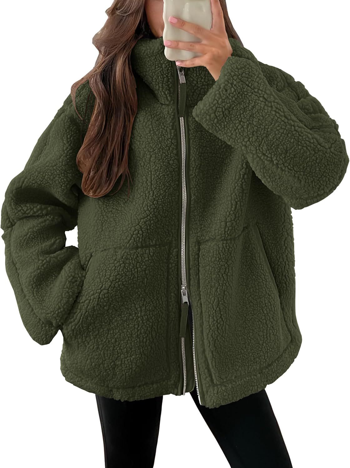 Manteau d'hiver à revers zippé avec poches