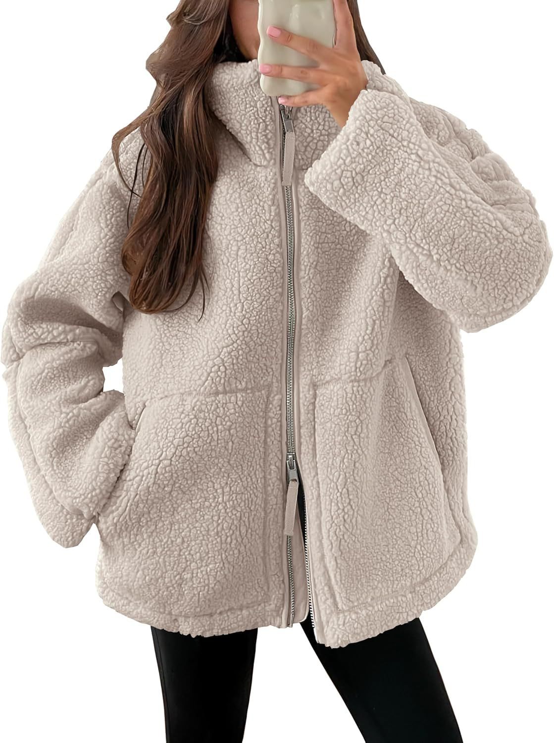 Manteau d'hiver à revers zippé avec poches