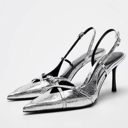 Sandales à talons boucle croisée