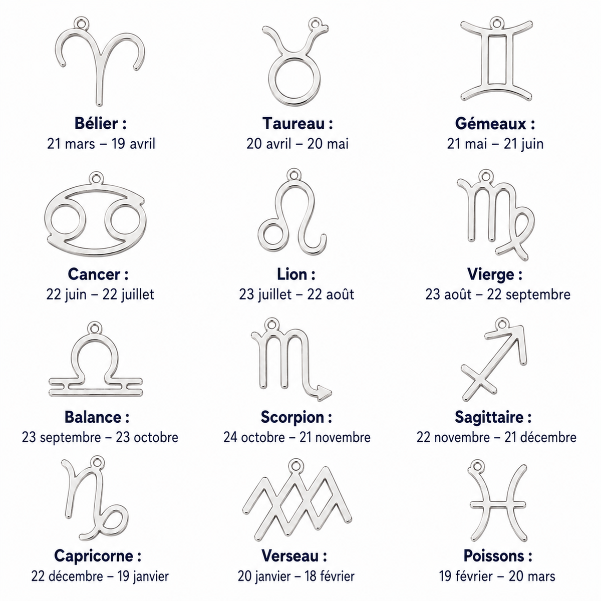 Collier avec symbole du zodiaque