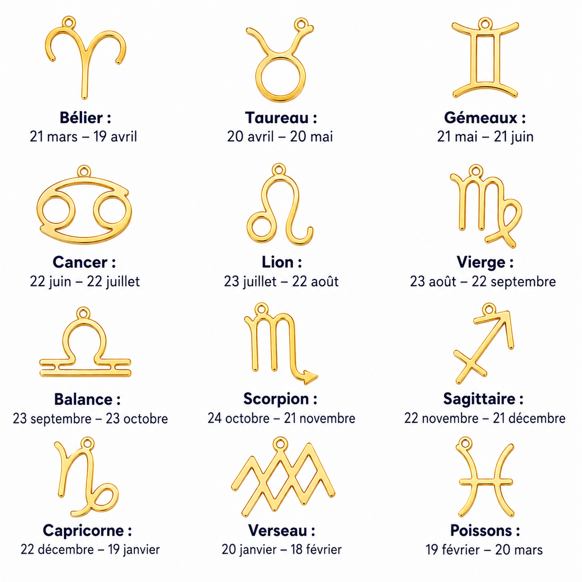 Collier avec symbole du zodiaque