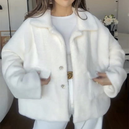 Manteau d'hiver tendance à revers amples
