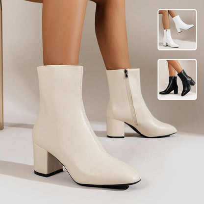 Bottes à talons épais bout pointu femme.