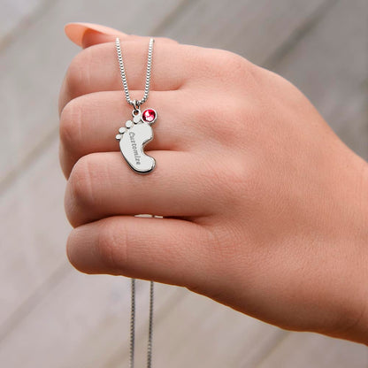 Collier « Pieds de bébé » avec pierre de naissance