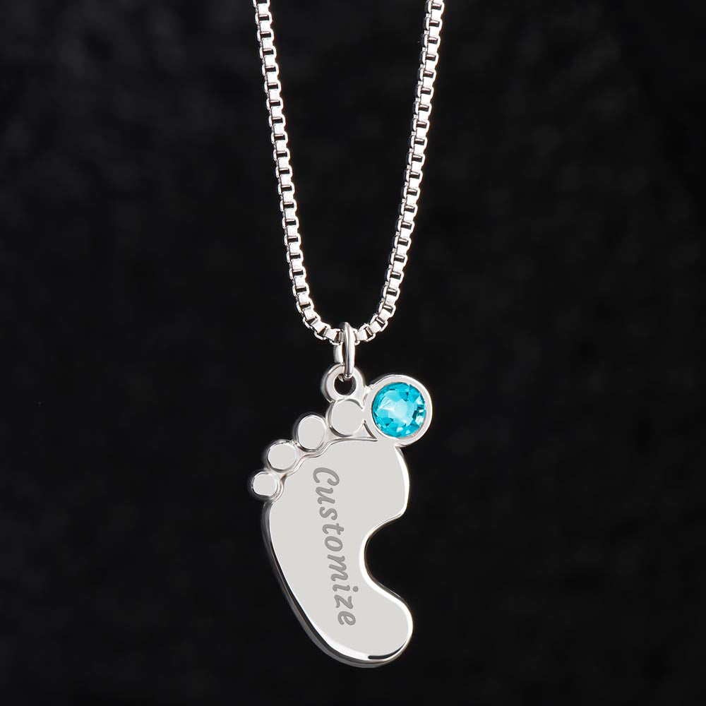 Collier « Pieds de bébé » avec pierre de naissance