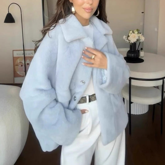 Manteau d'hiver tendance à revers amples