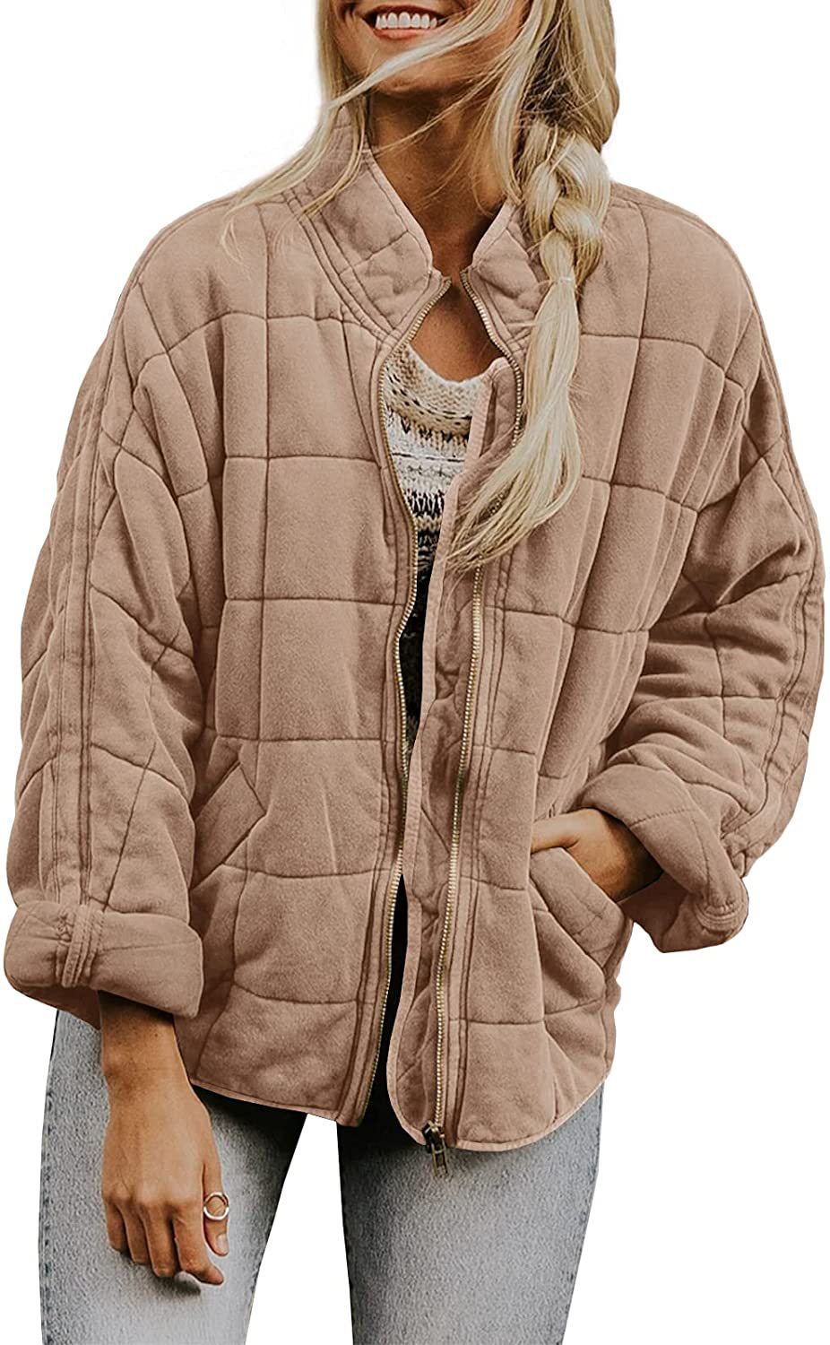 Manteau d'hiver zippé à col montant et poches