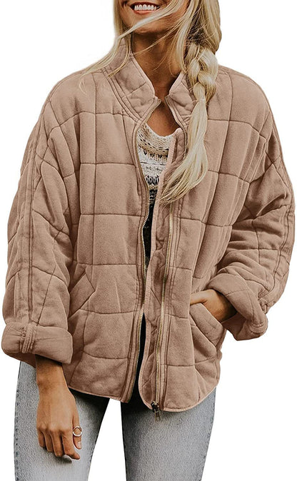 Manteau d'hiver zippé à col montant et poches