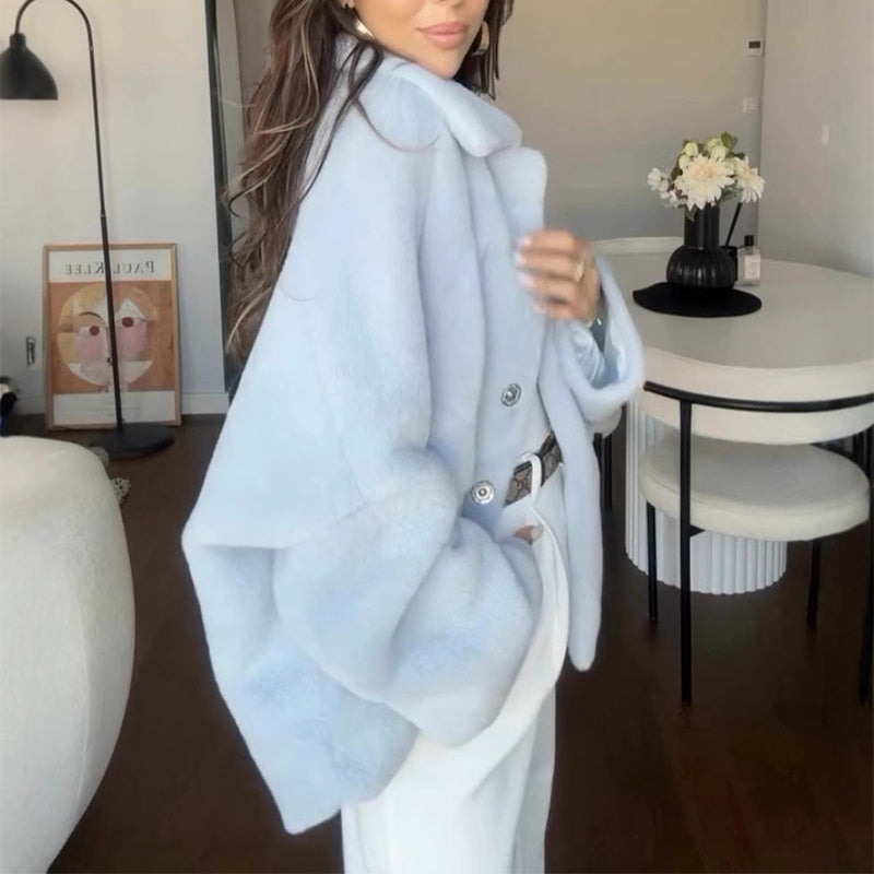 Manteau d'hiver tendance à revers amples