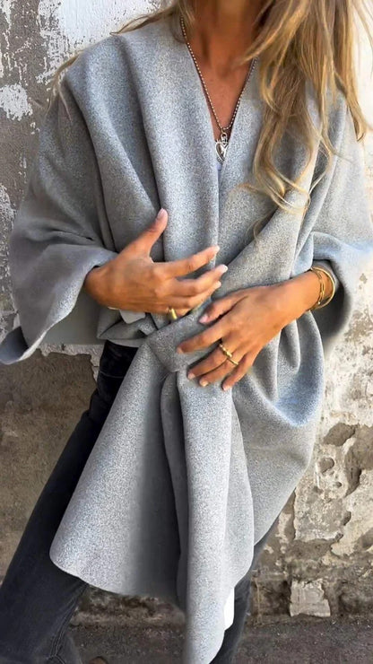 Manteau châle ample à col V