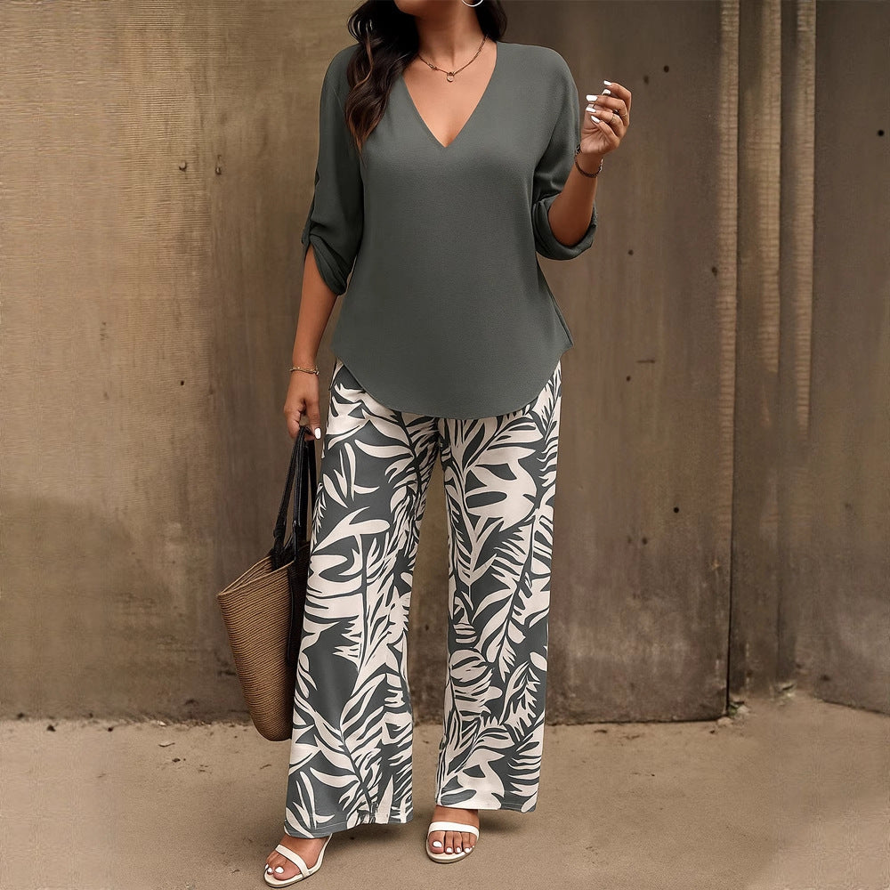 Ensemble Deux Pièces Fluide Chic Femme - Grise Tille XL