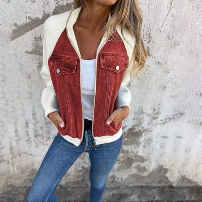 Veste en jean à coutures contrastées