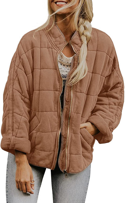 Manteau d'hiver zippé à col montant et poches