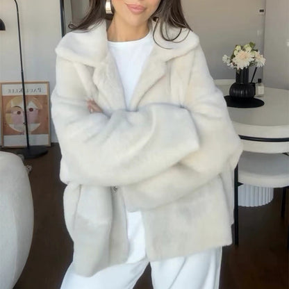 Manteau d'hiver tendance à revers amples